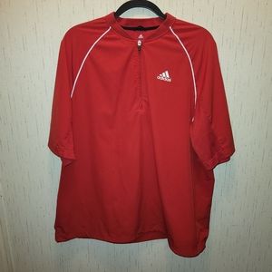Men's Large Red Adidas Short Sleeve Vented Shirt 1/4 zip